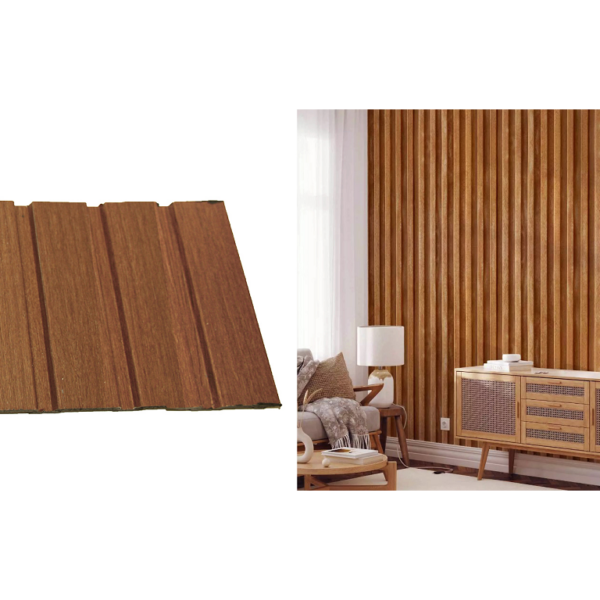 Rivestimento Pannello Decorativo Boiserie Lamelle Doghe 3D PVC 2800h 210x12mm 7-Effetto Noce Chiaro